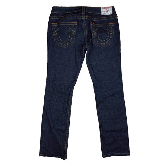 TRUE RELIGION Johnny Bootcut Straight Leg Low Rise Dark Wash Blue Jeans Size 30 - Picture 7 of 7